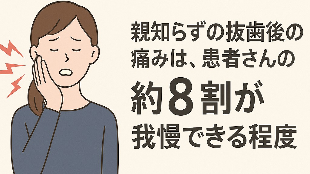 親知らずの抜歯後の痛みは、患者さんの約8割が我慢できる程度