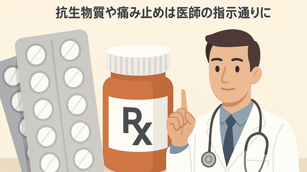 鎮痛剤と抗生物質は医師の指示に従って