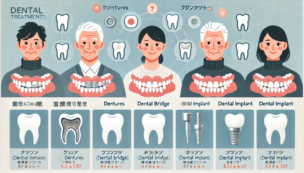 入れ歯以外の選択肢との比較　ブリッジやインプラントとの比較