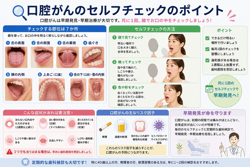 口腔がんのセルフチェックのポイント