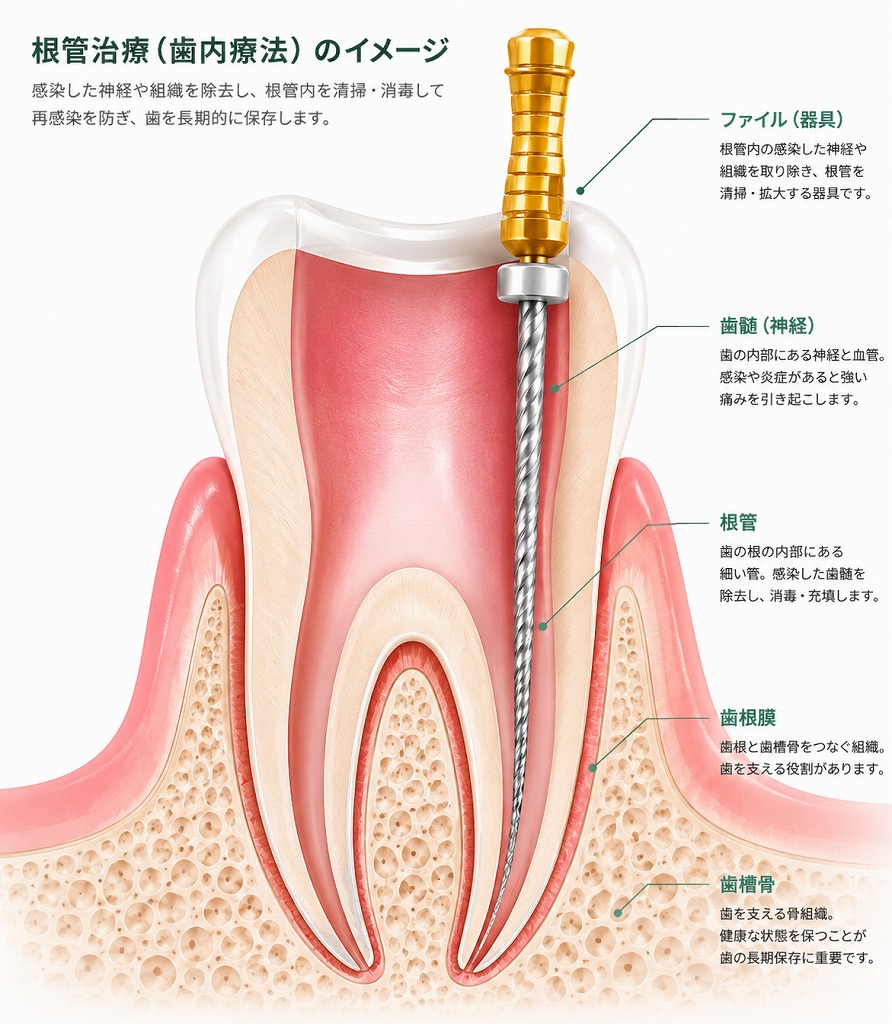 抜髄（神経を抜く）：根管治療（歯内療法）