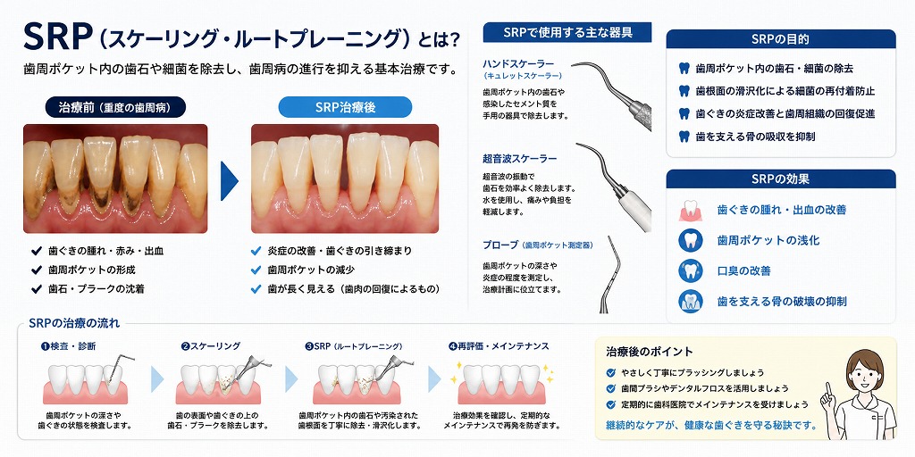 SRP（スケーリング・ルートプレーニング）治療の流れ