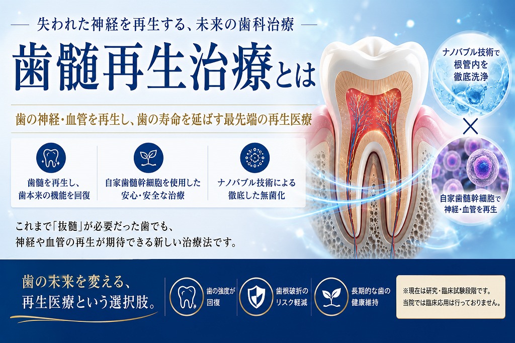 歯髄再生治療とは？失われた歯の神経を再生する次世代の再生医療