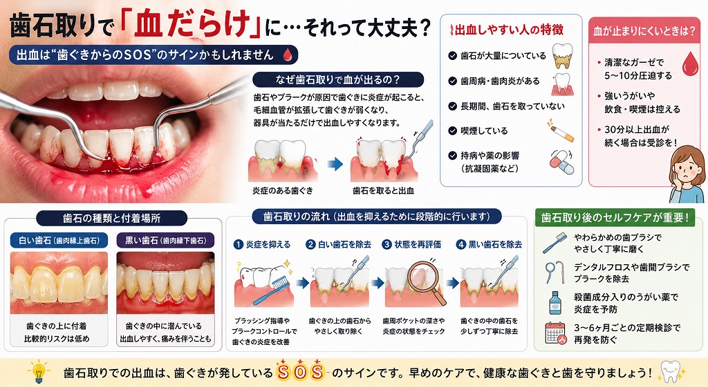「歯石取りをしたら血だらけになった…」とお困りの方へ