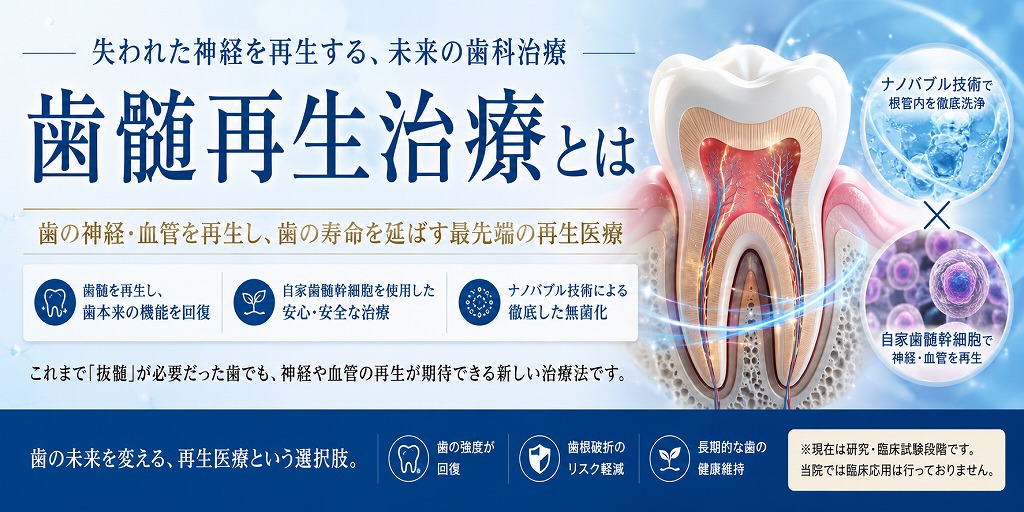 歯髄再生治療とは？失われた歯の神経を再生する次世代の再生医療