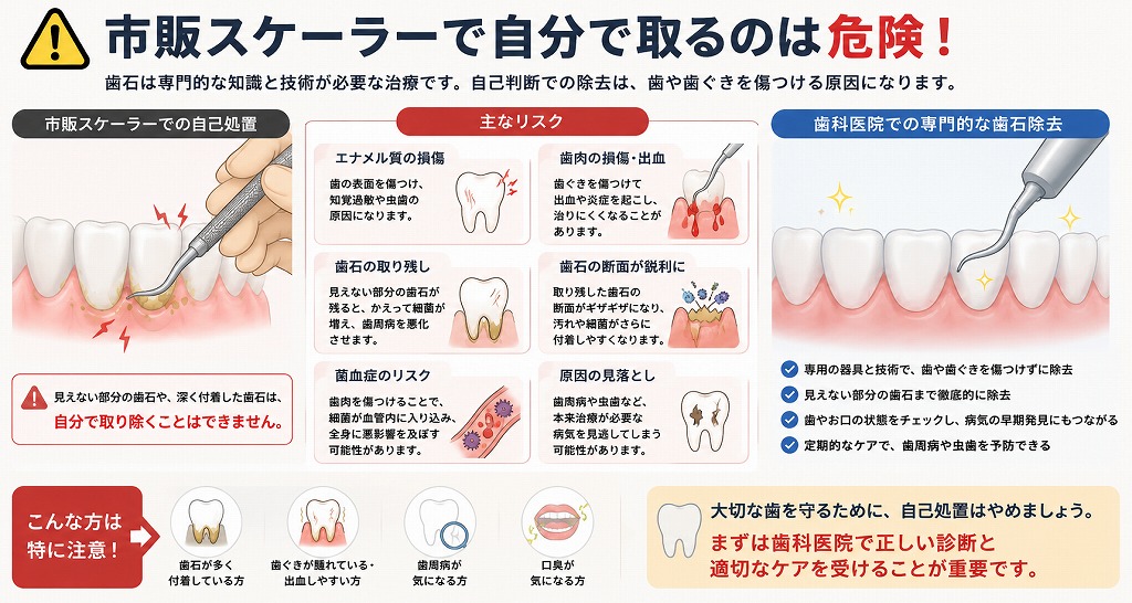 市販スケーラーで自分で取るのは危険
