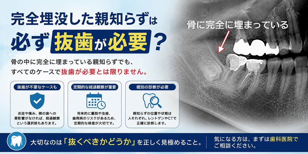 完全埋没した親知らずは必ず抜歯が必要？