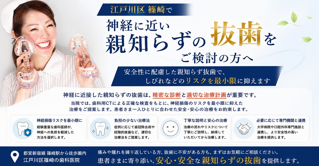 江戸川区篠崎で神経に近い親知らずの抜歯をご検討の方へ｜安全性に配慮した親知らず抜歯
