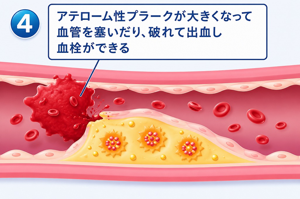 血管が狭くなり血栓ができる
