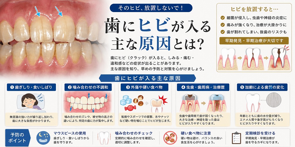 歯にヒビが入る主な原因