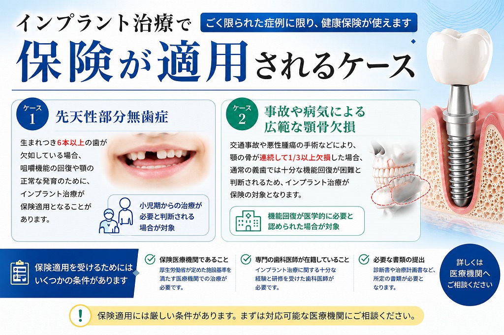 インプラント治療に保険は適用される？条件・費用・医療費控除まで歯科
