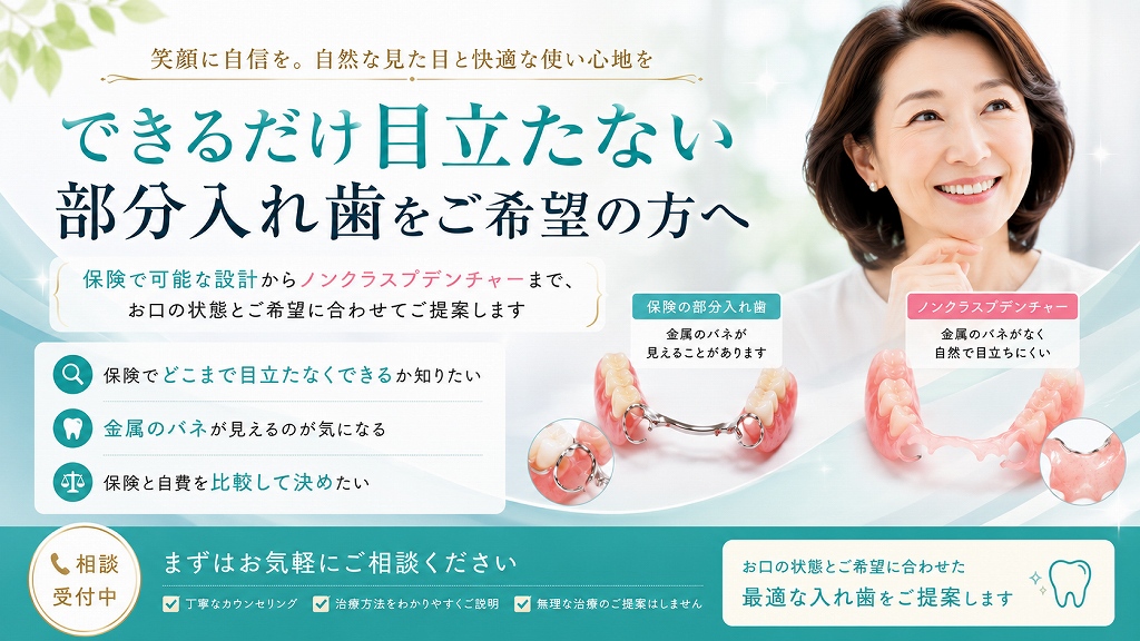 目立たない部分入れ歯の相談を案内