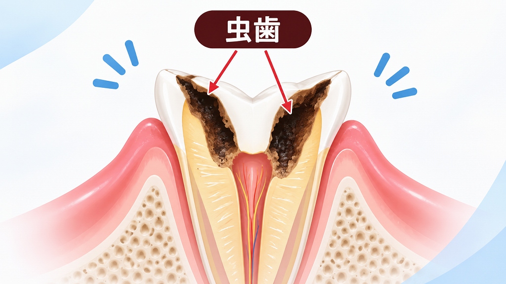 差し歯の下に虫歯