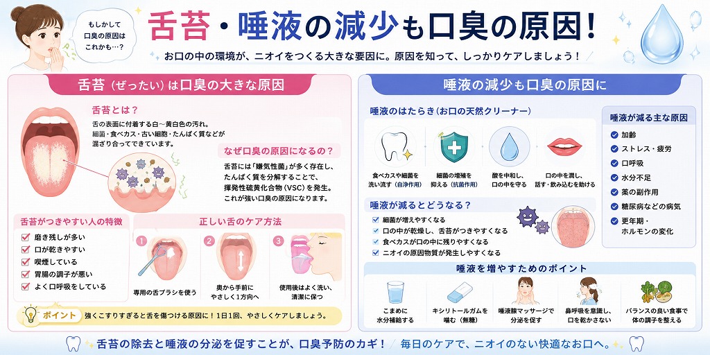 舌苔・唾液の減少は口臭の大きな原因
