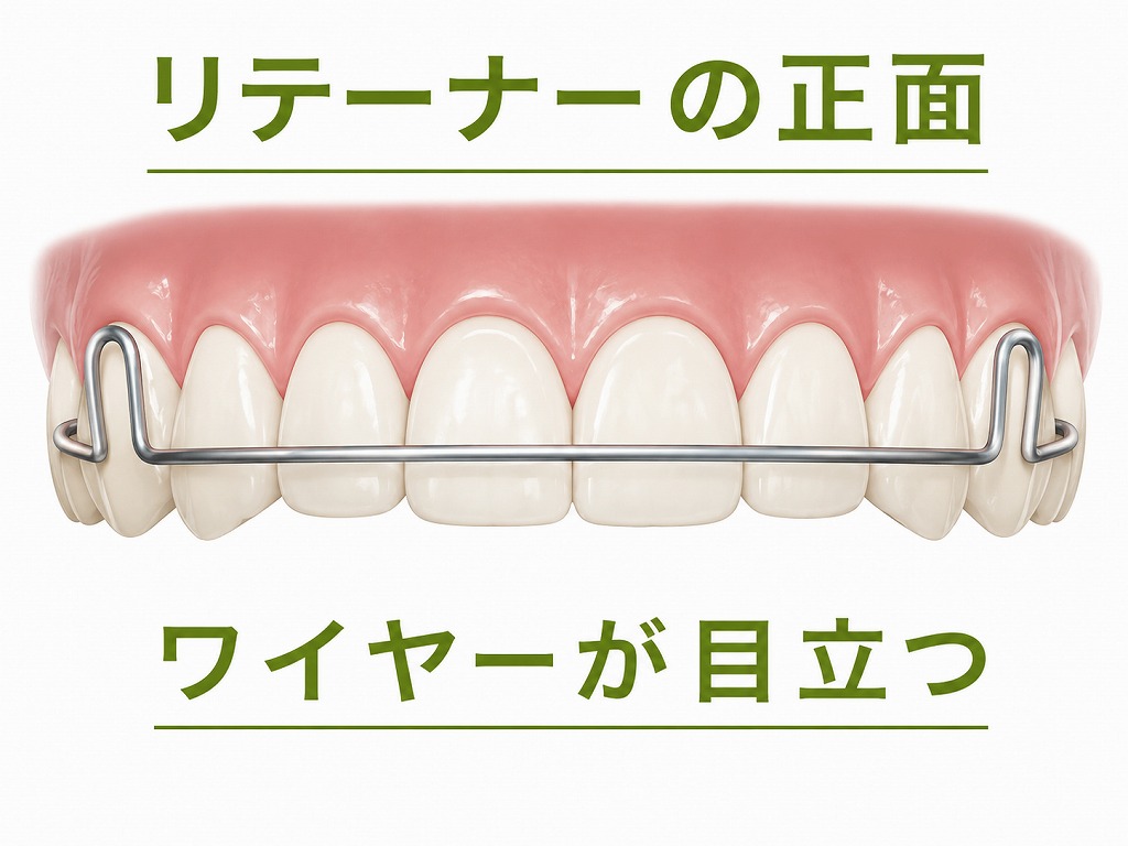取り外し式リテーナー正面：ワイヤーが目立つ