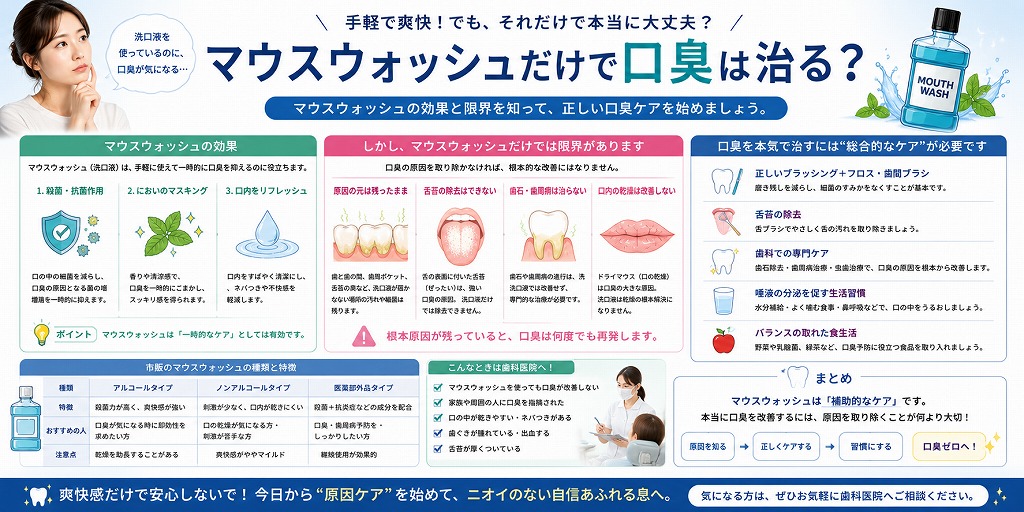 マウスウォッシュだけで口臭は治る?
