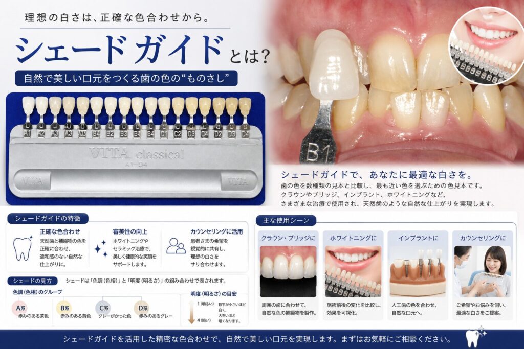 シェードガイドとは？歯の色を正確に合わせるための基礎知識