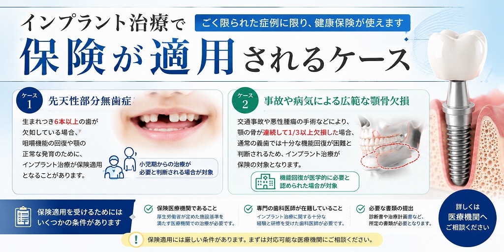 インプラント治療で保険が適用されるケース