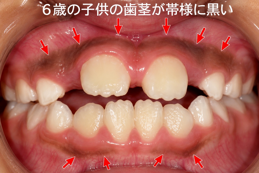 子供の歯茎が帯状に黒い