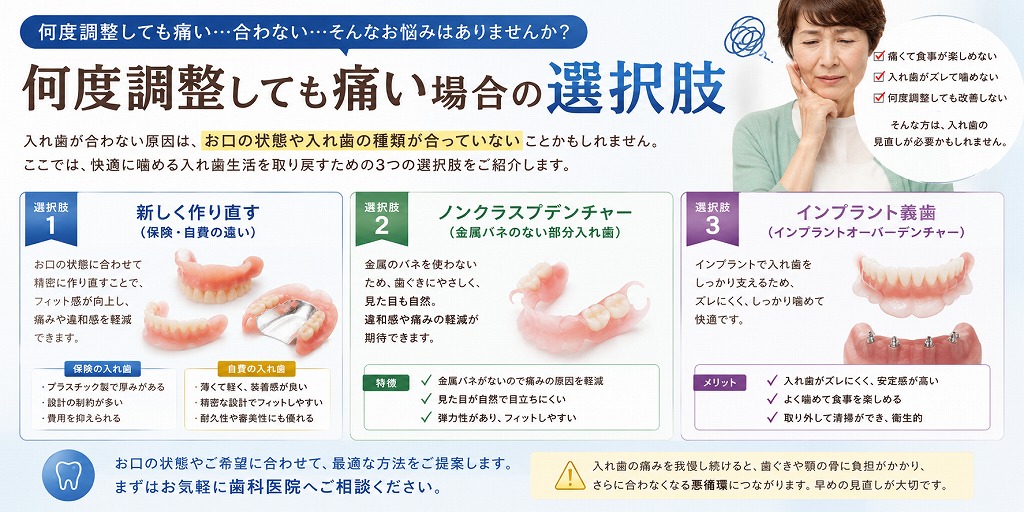 何度調整しても痛い場合の選択肢