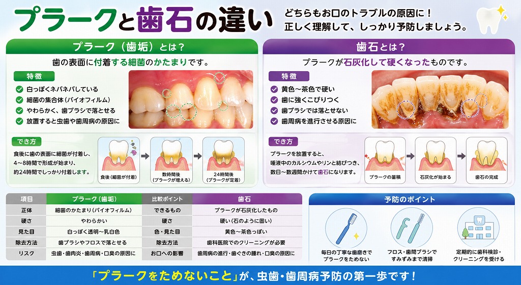 プラークと歯石の違い