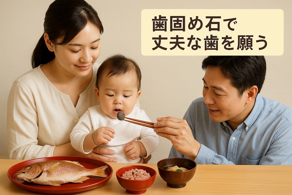 歯固め石で丈夫な歯を願う
