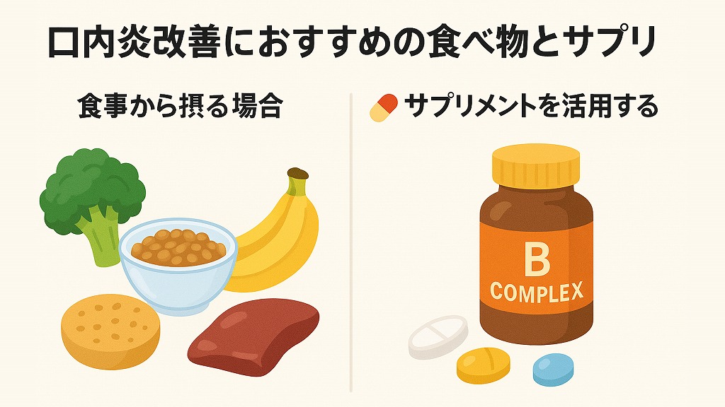 口内炎改善におすすめの食べ物とサプリ