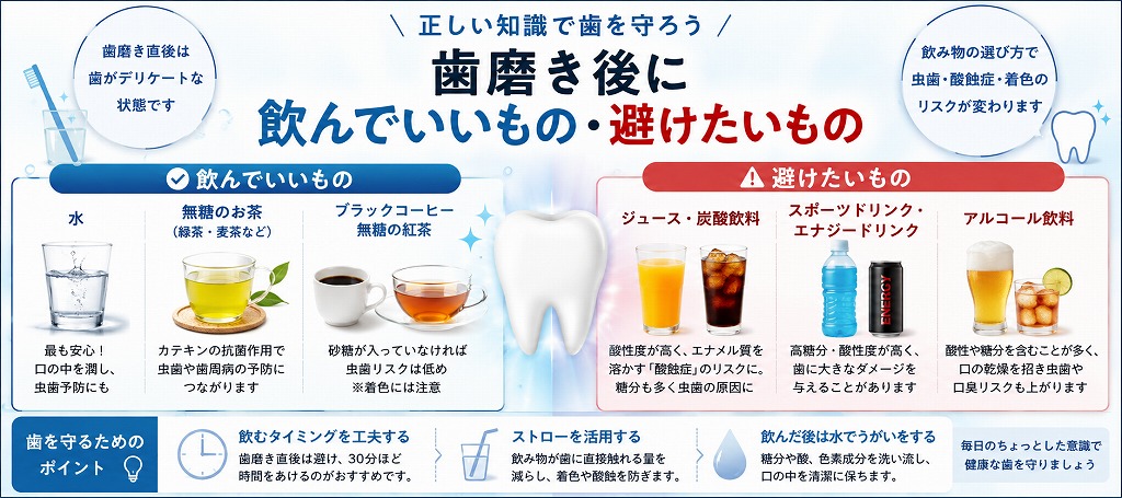 歯磨き後に飲んでいいもの・避けたいもの
