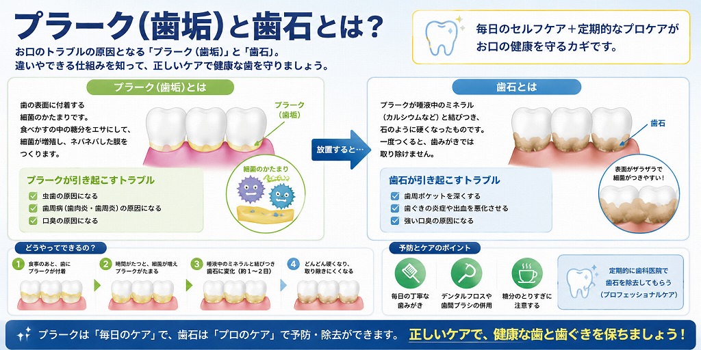 プラーク(歯垢)と歯石