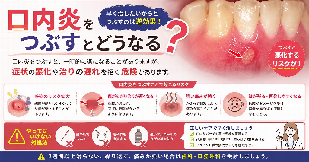 口内炎をつぶすとどうなる？
