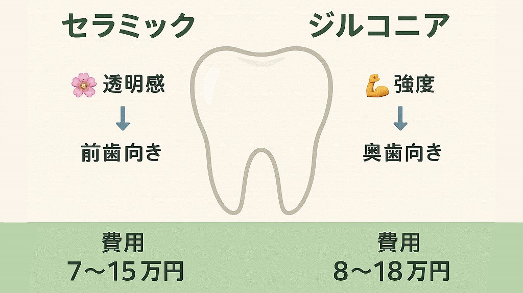 見た目（審美性）や耐久性・強度の違い