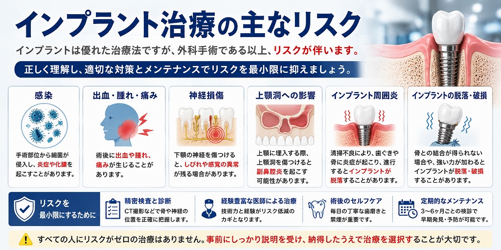 インプラント治療の主なリスク