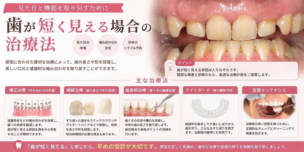 歯が短く見える場合の治療法