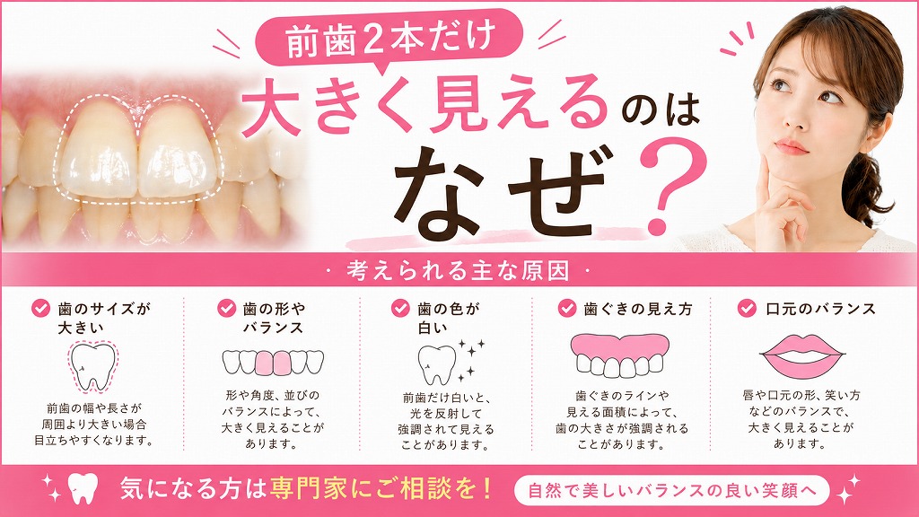 前歯だけ大きく見える主な理由