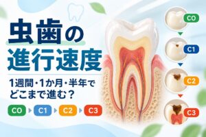 虫歯の進行速度はどのくらい?1週間・1か月・半年でどこまで進む?CO〜C3を解説