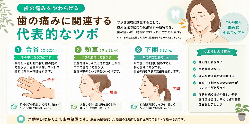 歯の痛みに関連する代表的なツボ