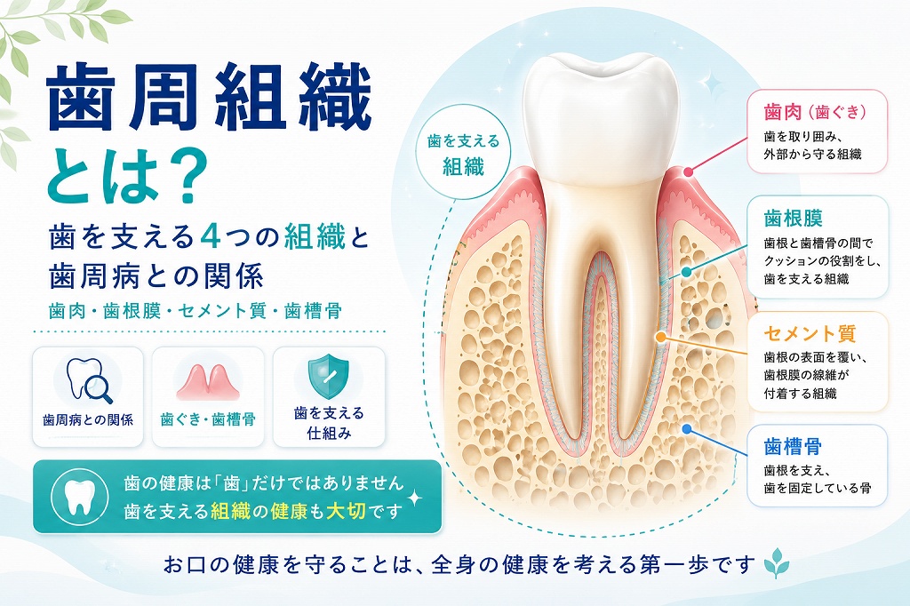 歯周組織とは？｜歯ぐき・歯根膜・歯槽骨の役割と歯周病との関係