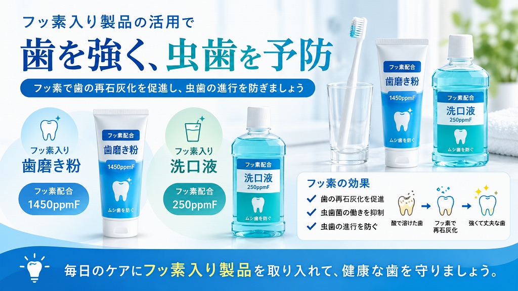 フッ素入り製品（歯磨き粉・洗口液）の活用
