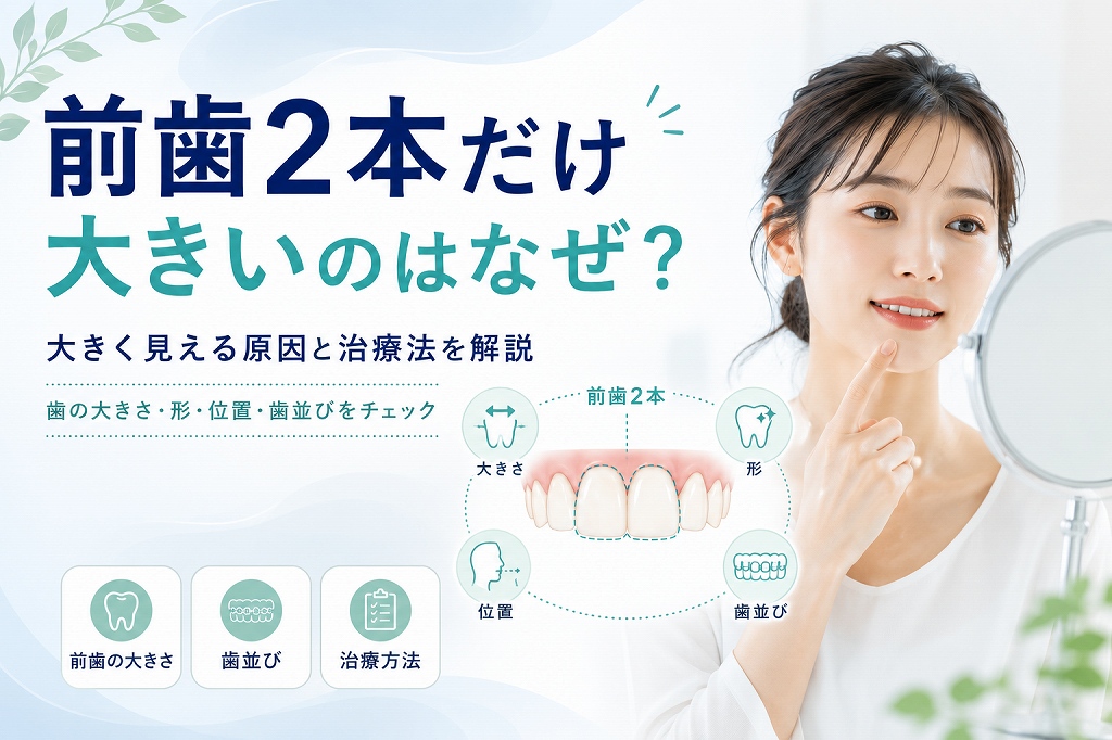 前歯2本だけ大きいのはなぜ？｜大きく見える原因と治療法を歯科医が解説
