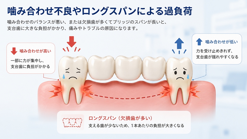 噛み合わせ不良やロングスパンによる過負荷