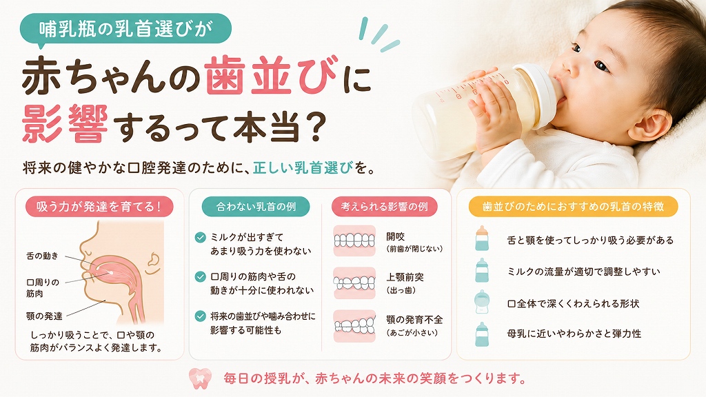哺乳瓶の乳首選びが赤ちゃんの歯並びに影響するって本当？