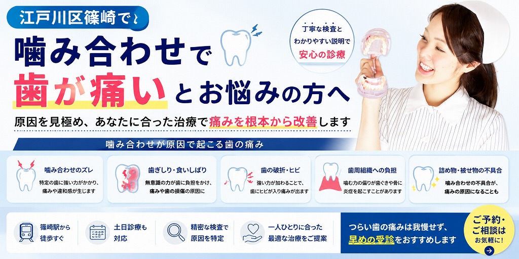 江戸川区篠崎で噛み合わせで歯が痛いとお悩みの方へ