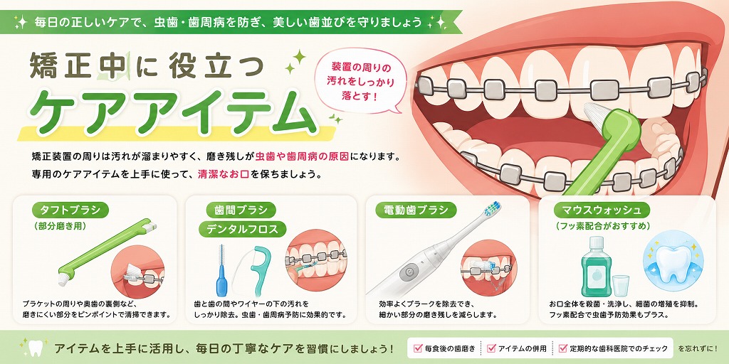 矯正中に役立つケアアイテム