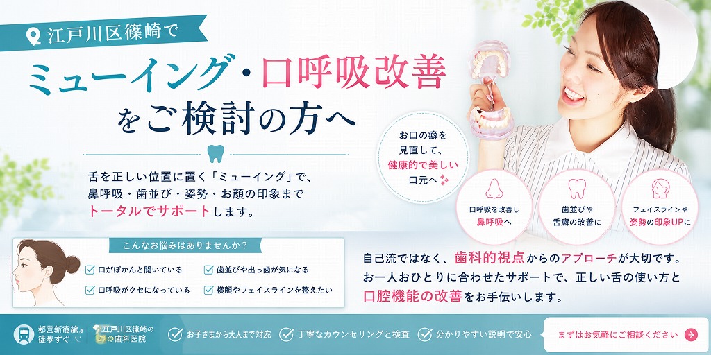 江戸川区篠崎でミューイング・口呼吸改善をご検討の方へ
