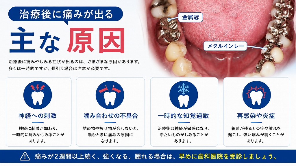治療後に痛みが出る主な原因