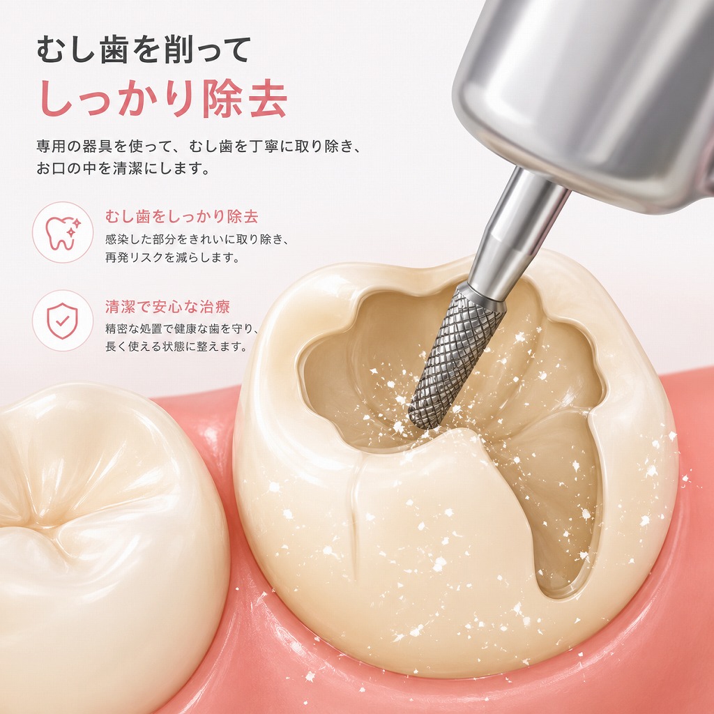 象牙質の虫歯[C2]を削る