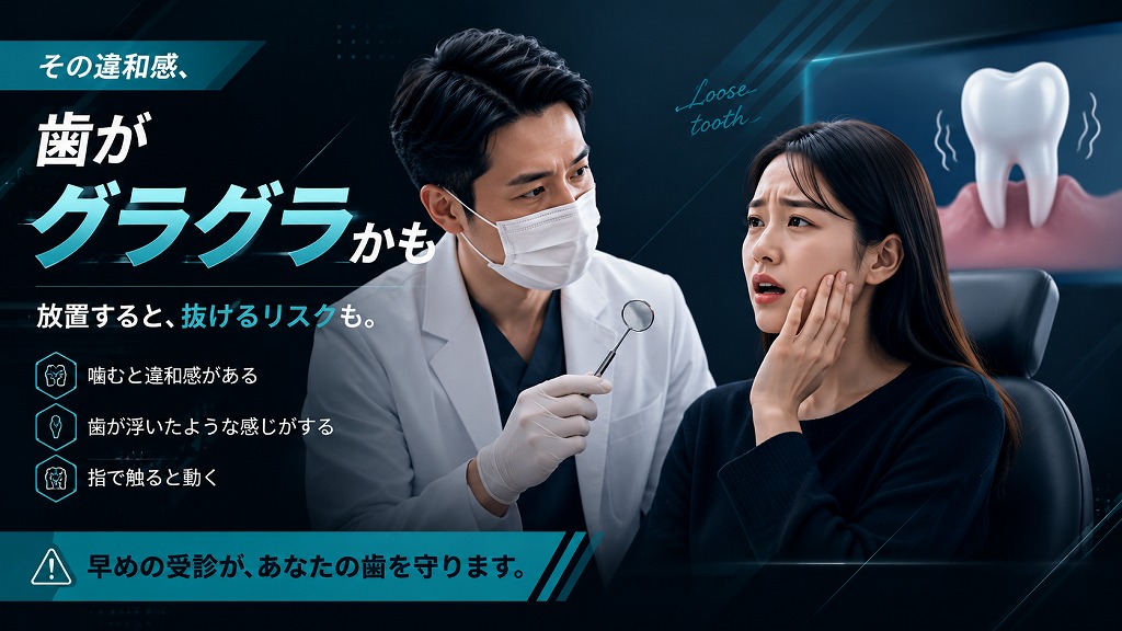 「歯がグラグラする…もしかして歯周病？」そんな不安を感じたら、早めの受診が大切です