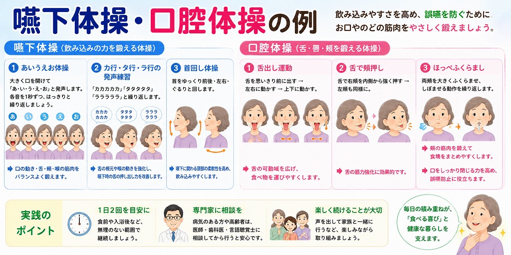 嚥下体操・口腔体操の例