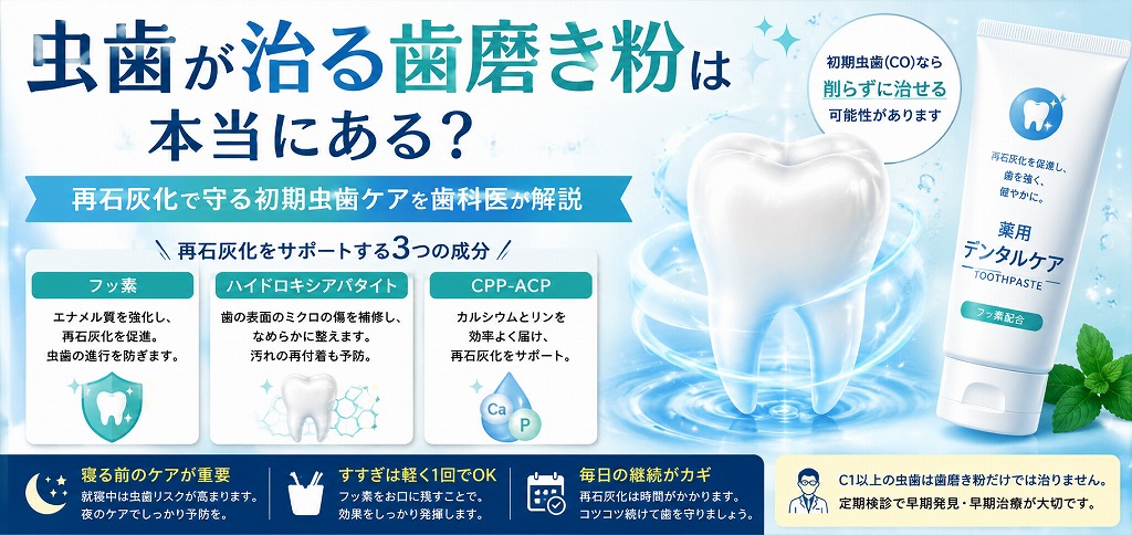 虫歯は歯磨き粉で治せる？