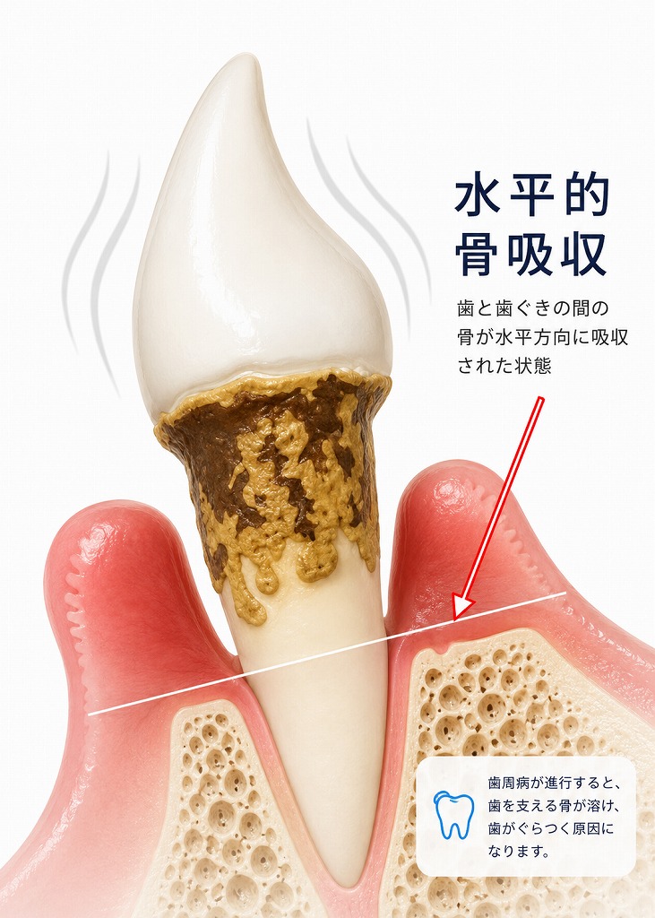 適応されない症例：水平性骨吸収